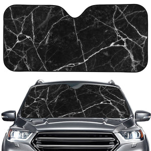 Black White Grunge Marble Print Car Windshield Sun Shade