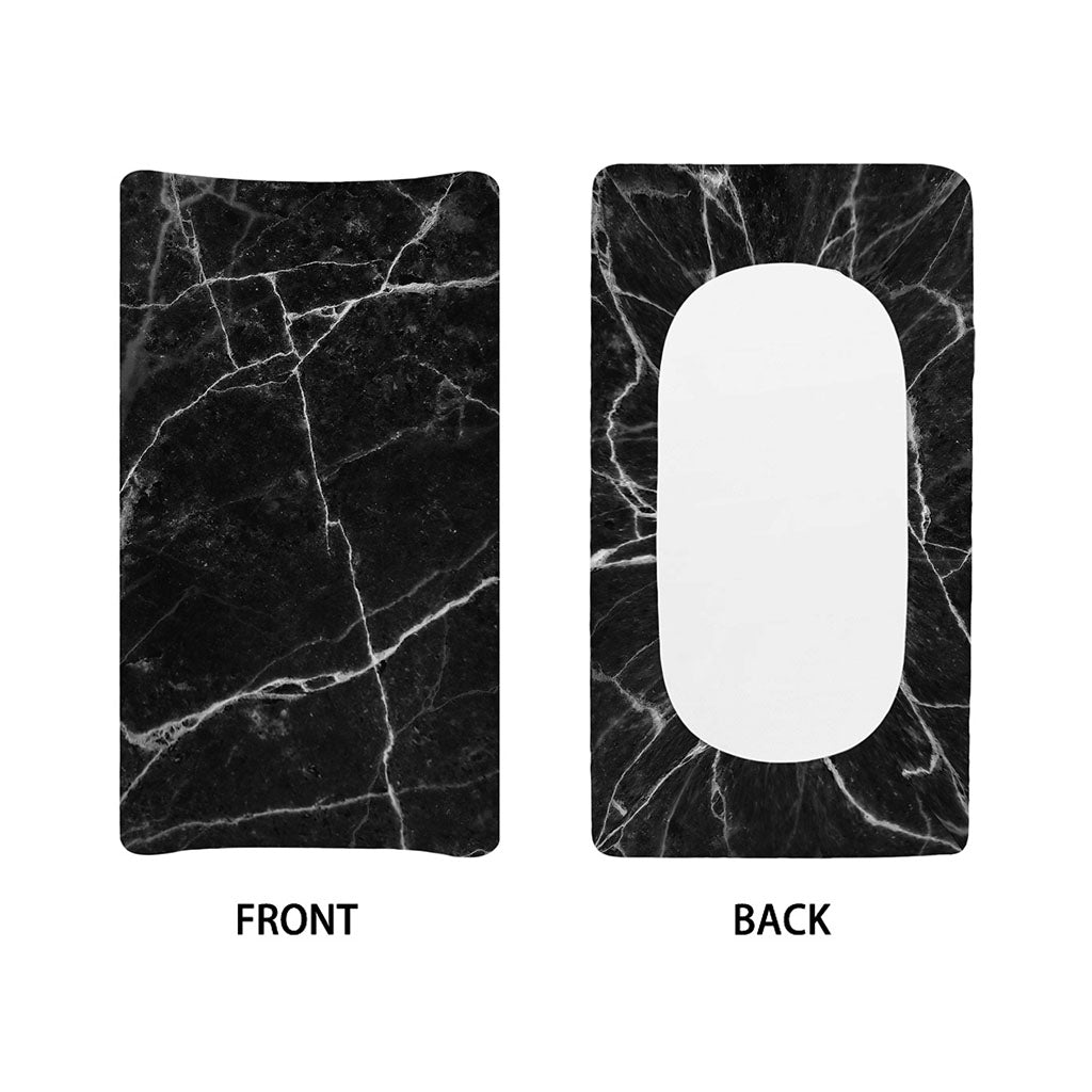 Black White Grunge Marble Print Changing Pad Cover