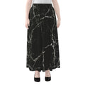 Black White Grunge Marble Print Chiffon Maxi Skirt