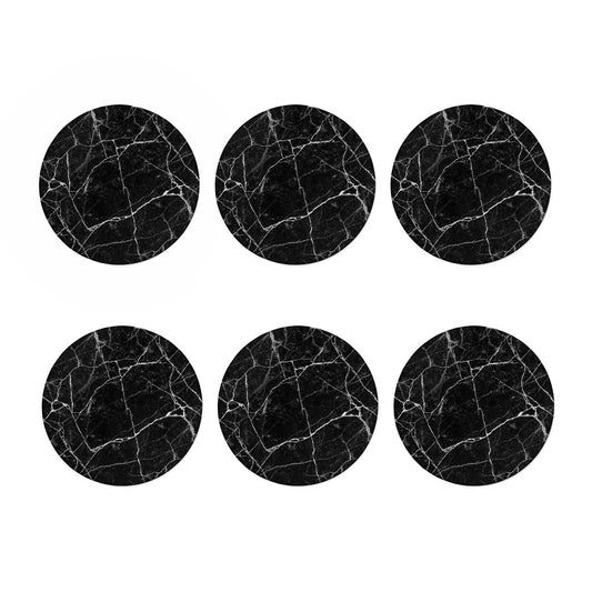 Black White Grunge Marble Print Coaster Set