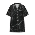 Black White Grunge Marble Print Cotton Hawaiian Shirt