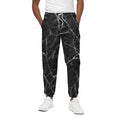 Black White Grunge Marble Print Cotton Sweatpants