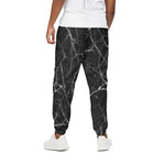 Black White Grunge Marble Print Cotton Pants