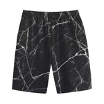 Black White Grunge Marble Print Cotton Shorts