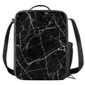Black White Grunge Marble Print Crossbody Lunch Bag