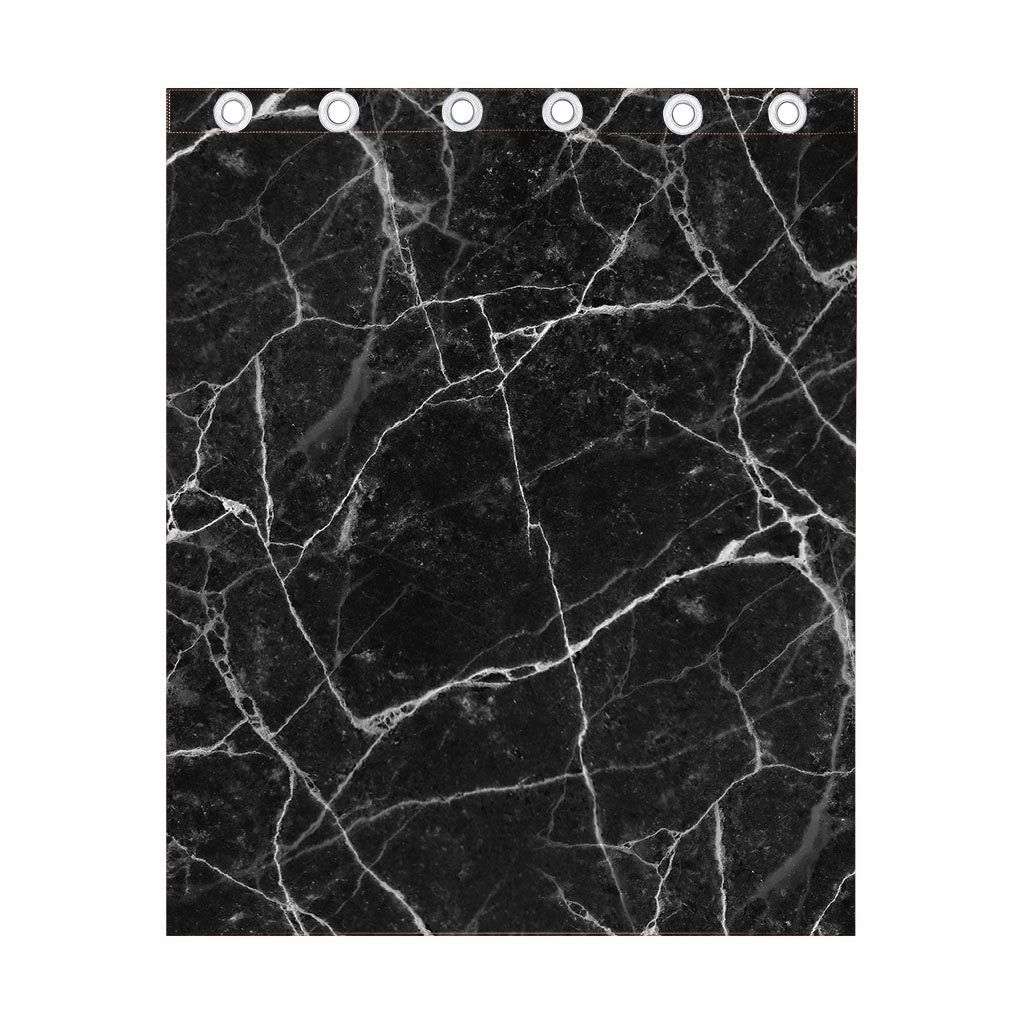 Black White Grunge Marble Print Curtain