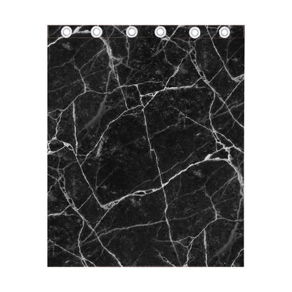 Black White Grunge Marble Print Curtain