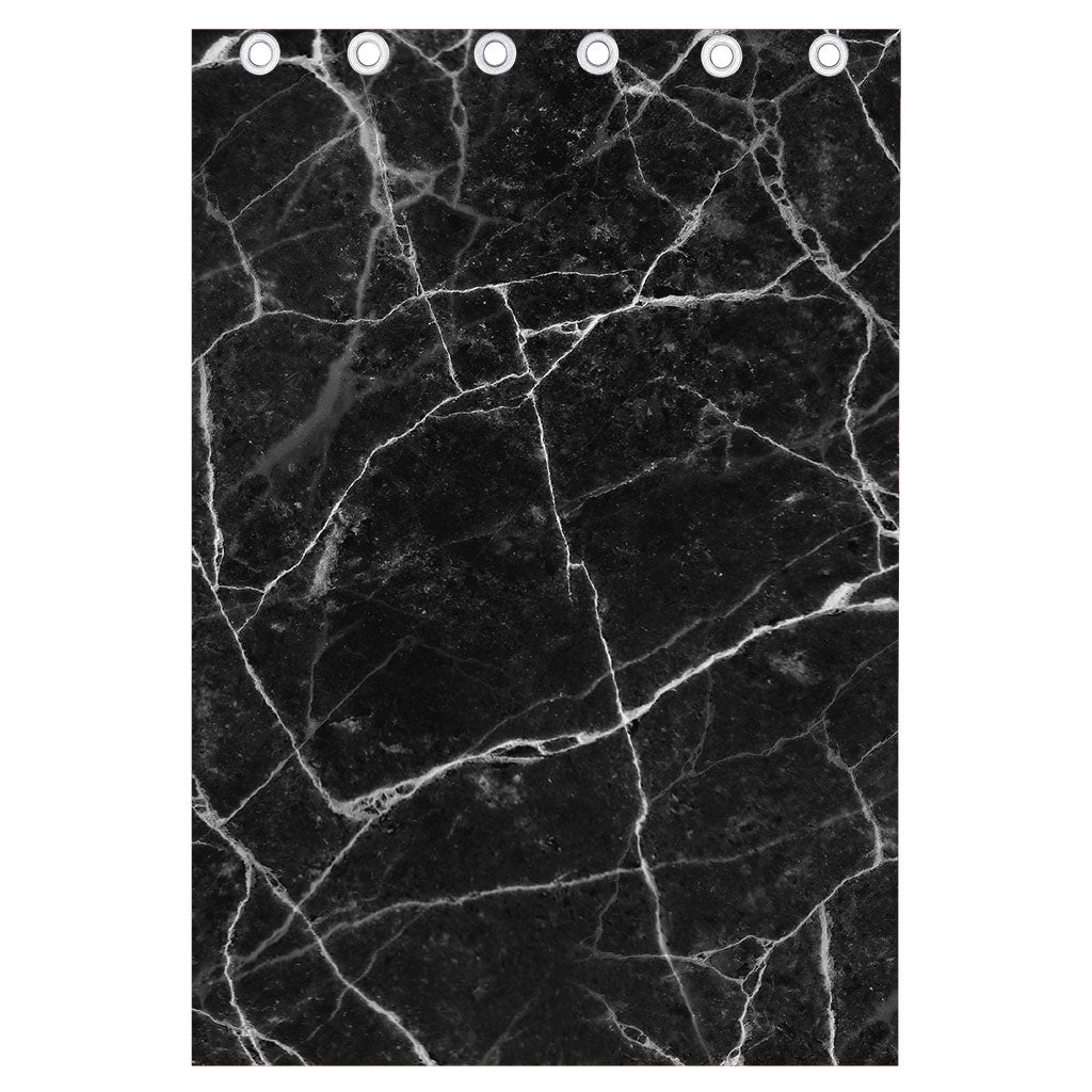 Black White Grunge Marble Print Curtain