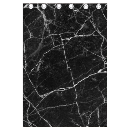 Black White Grunge Marble Print Curtain