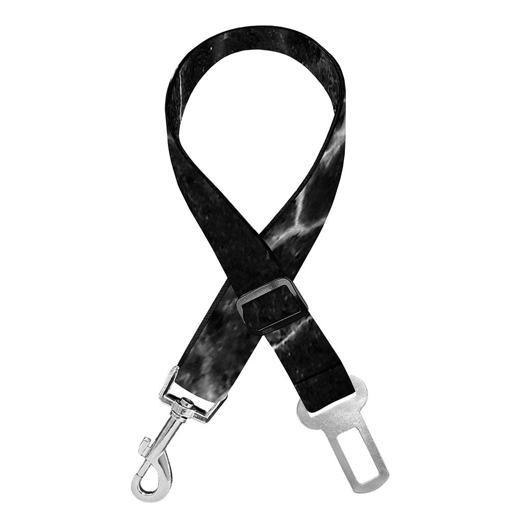 Black White Grunge Marble Print Dog Seat Belt