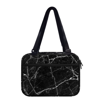 Black White Grunge Marble Print Double Strap Bible Bag