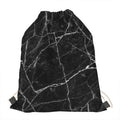 Black White Grunge Marble Print Drawstring Bag