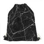 Black White Grunge Marble Print Drawstring Bag