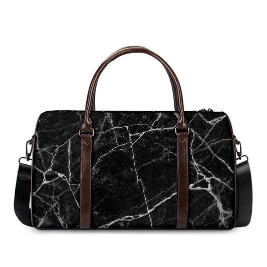 Black White Grunge Marble Print Duffle Bag