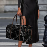 Black White Grunge Marble Print Duffle Bag
