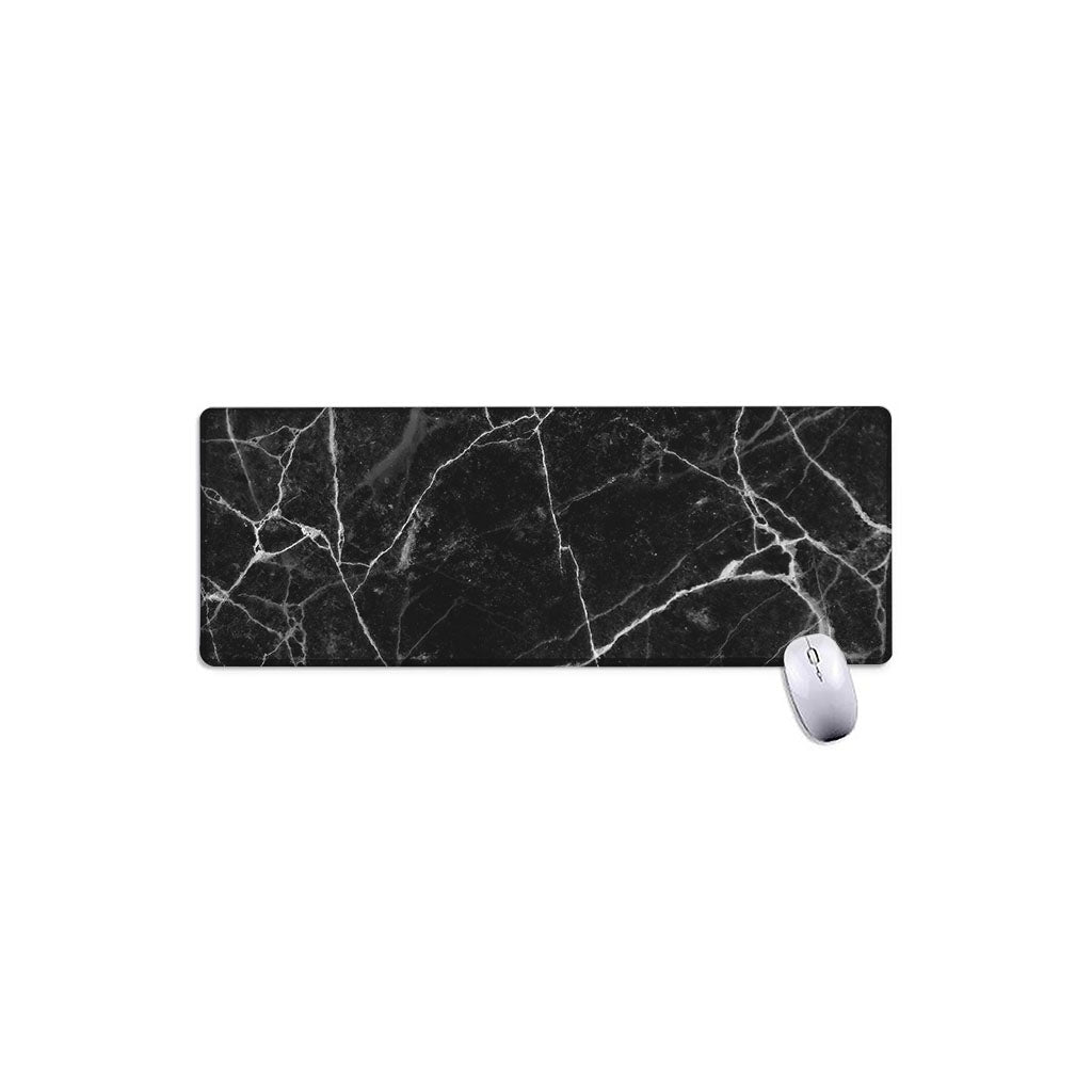 Black White Grunge Marble Print Extended Mouse Pad