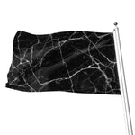 Black White Grunge Marble Print Flag