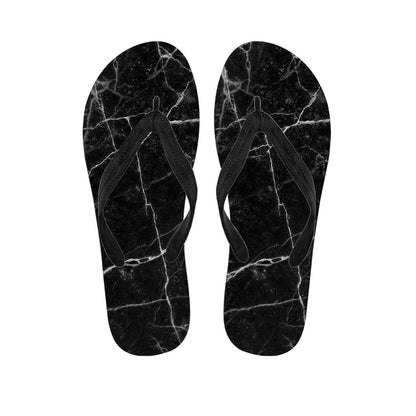 Black White Grunge Marble Print Flip Flops