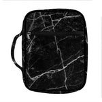 Black White Grunge Marble Print Front Pocket Bible Bag