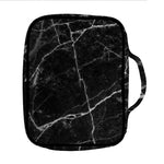 Black White Grunge Marble Print Front Pocket Bible Bag