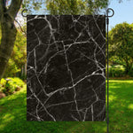 Black White Grunge Marble Print Garden Flag