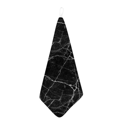 Black White Grunge Marble Print Hand Towel