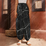 Black White Grunge Marble Print Harem Pants