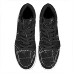 Black White Grunge Marble Print High Top Leather Sneakers