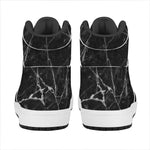 Black White Grunge Marble Print High Top Leather Sneakers