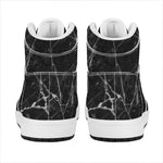Black White Grunge Marble Print High Top Leather Sneakers