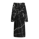 Black White Grunge Marble Print Hooded Bathrobe