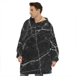 Black White Grunge Marble Print Hoodie Blanket