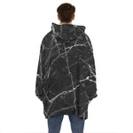 Black White Grunge Marble Print Hoodie Blanket