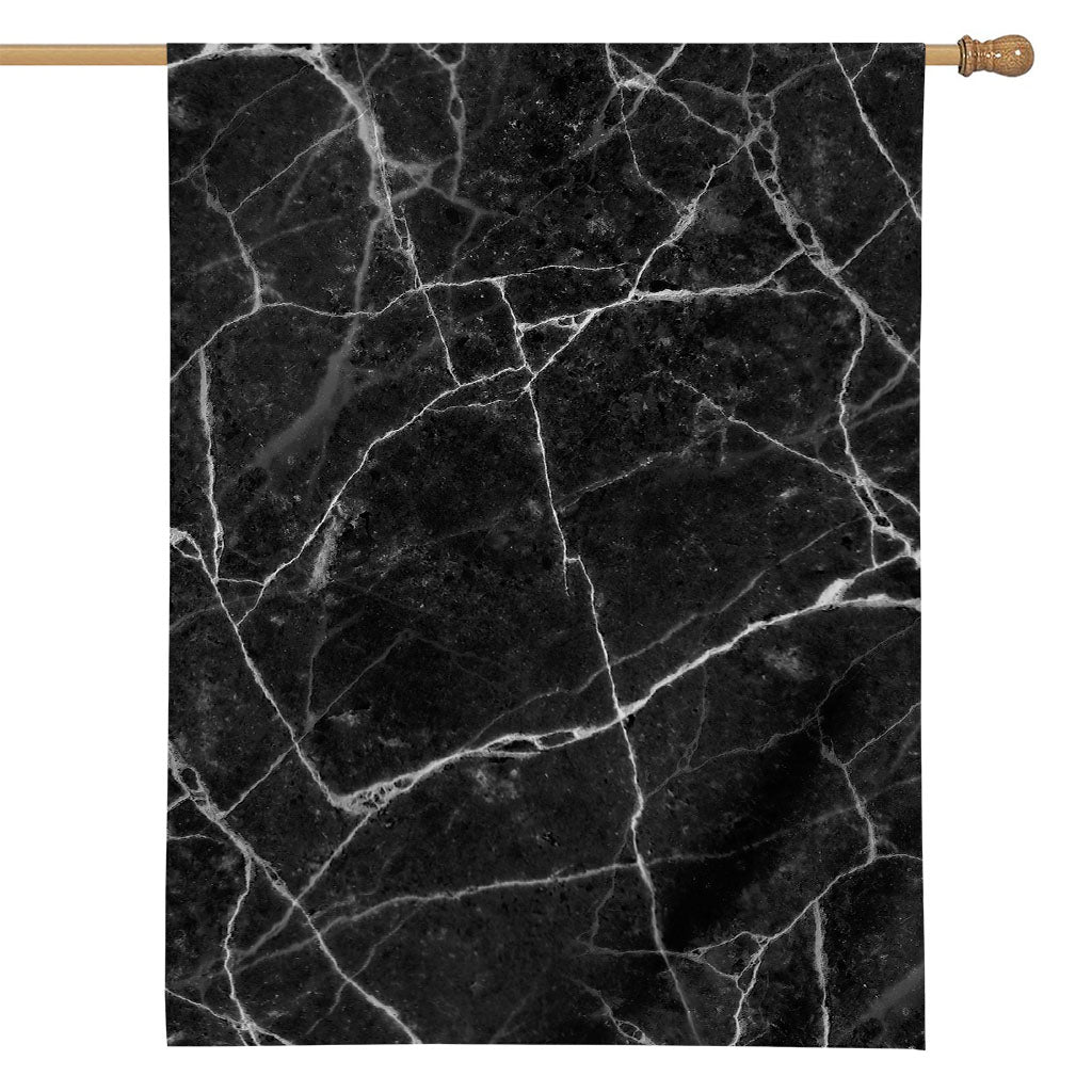 Black White Grunge Marble Print House Flag