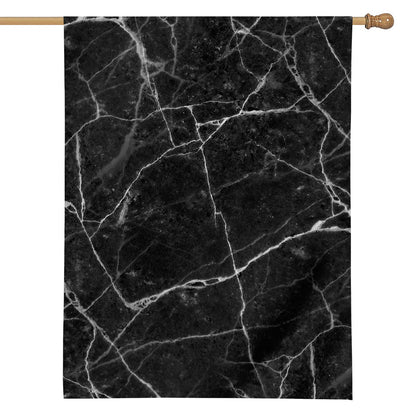 Black White Grunge Marble Print House Flag