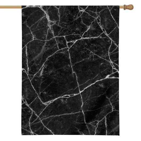 Black White Grunge Marble Print House Flag