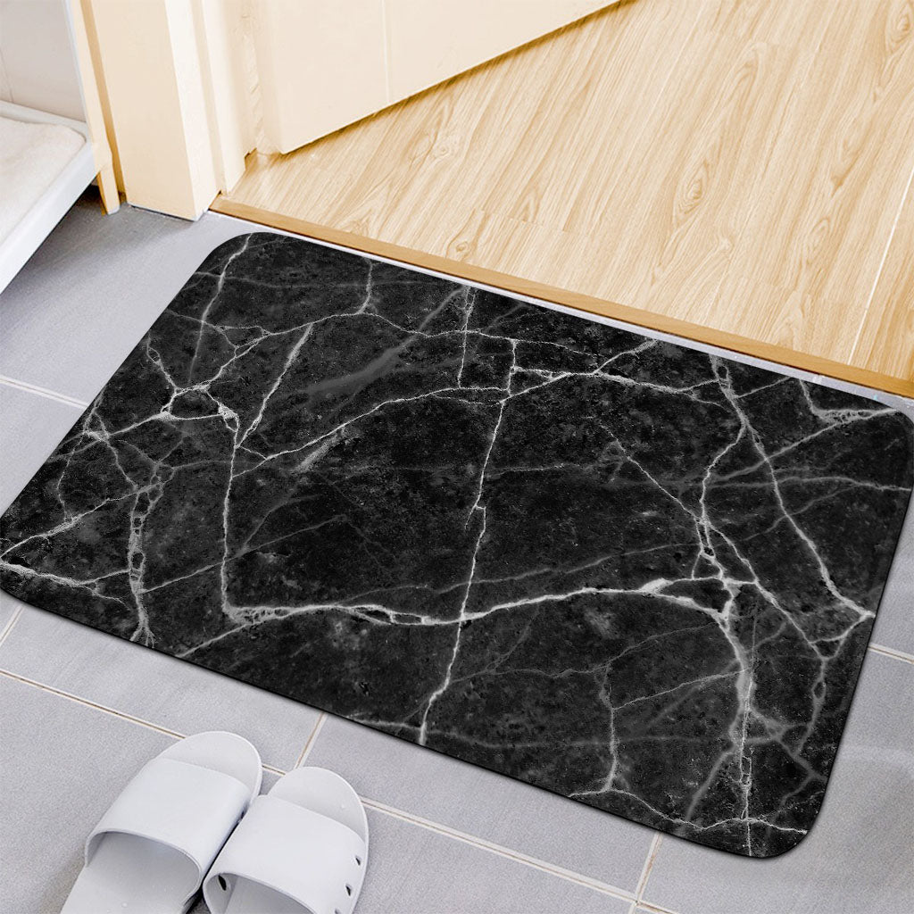 Black White Grunge Marble Print Indoor Door Mat