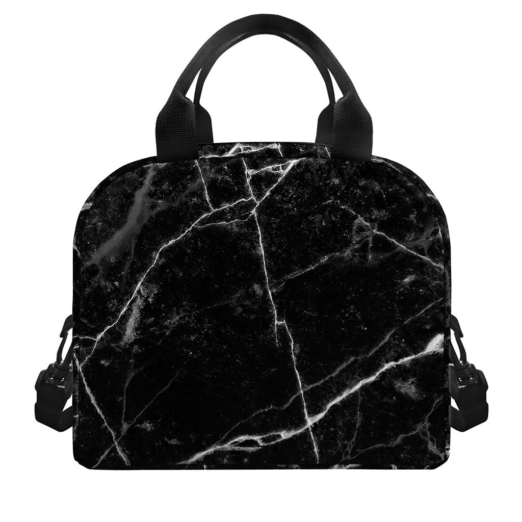 Black White Grunge Marble Print Insulated Lunch Bag
