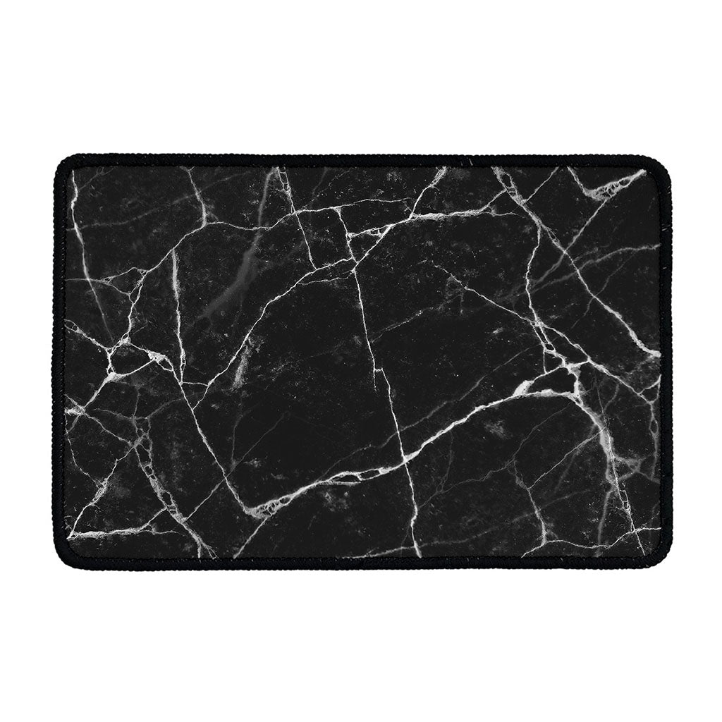 Black White Grunge Marble Print Kitchen Mat