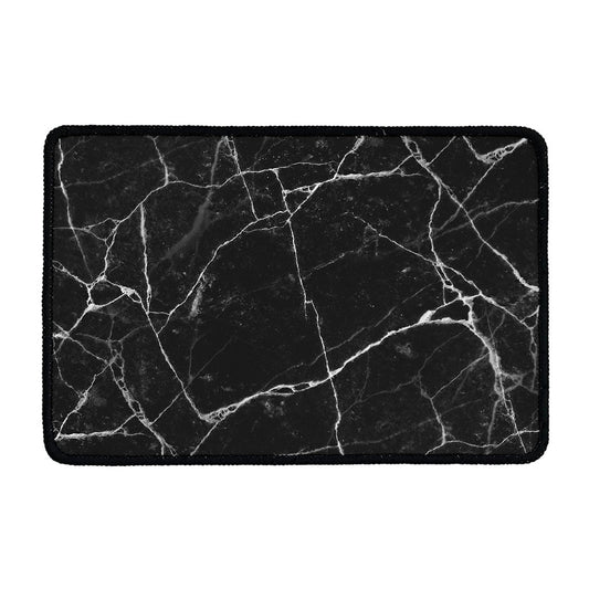 Black White Grunge Marble Print Kitchen Mat