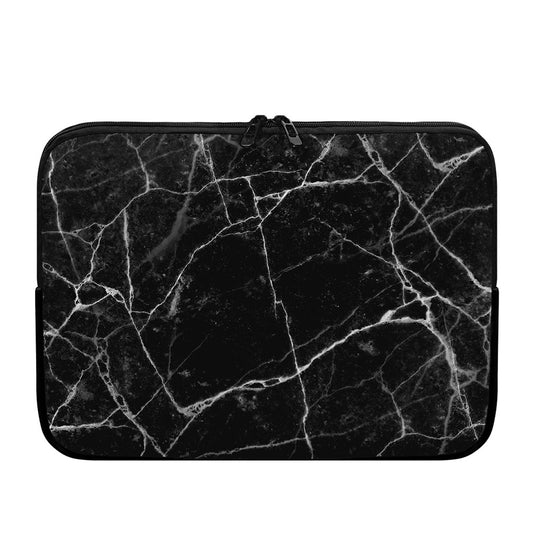 Black White Grunge Marble Print Laptop Sleeve