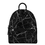 Black White Grunge Marble Print Leather Backpack
