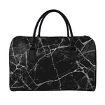 Black White Grunge Marble Print Leather Duffle Bag
