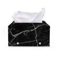 Black White Grunge Marble Print Leather Tissue Box Cover
