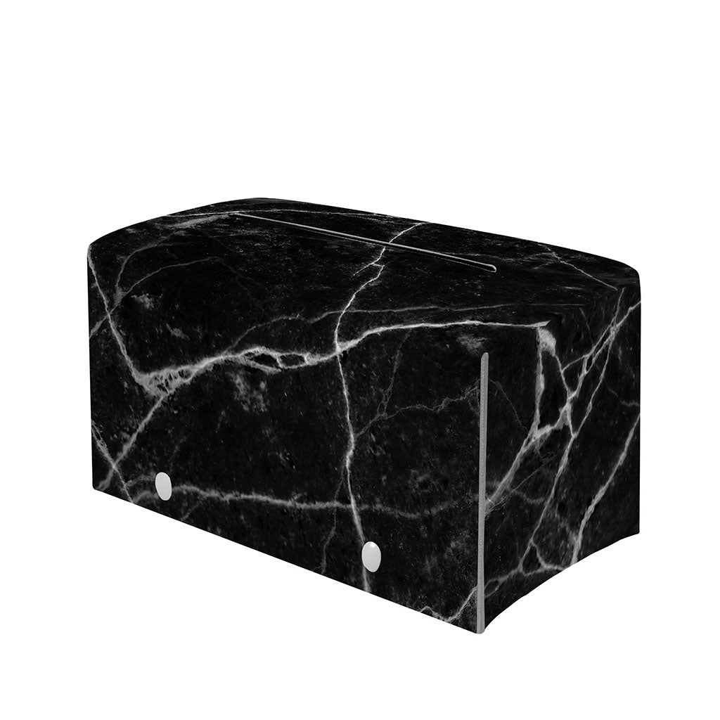 Black White Grunge Marble Print Leather Tissue Box Cover