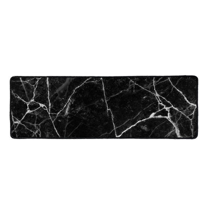 Black White Grunge Marble Print Long Kitchen Mat