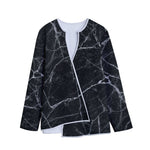 Black White Grunge Marble Print Long Sleeve Short Coat