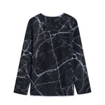 Black White Grunge Marble Print Long Sleeve Short Coat