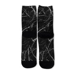 Black White Grunge Marble Print Long Socks