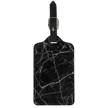 Black White Grunge Marble Print Luggage Tag